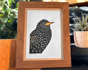 Tweet, Tweet, Retweet. | An t-Éan (The Bird) - Handmade A5 Lino Print.