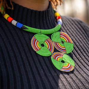 Beaded Necklace, African Jewelry, Statement Necklace, Handmade Jewelry, Jewelry Gift for Her, Gift for Him