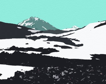 Digital Print Mountains Landscape Nature Wall Art Home Decor Photography Painting PNW Oregon Three Sisters Snowy Gift