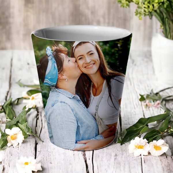 Jardinera de fotos personalizada, Jardinera suculenta del Día de la Madre, Jardinera de fotos personalizada, Regalo personalizado para ella, Regalos del Día de la Madre, Maceta de cerámica