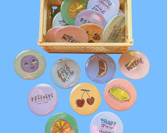 Queer & Activist Art Buttons | Handmade 2.25" Pins for Jackets, Totes, Lanyards