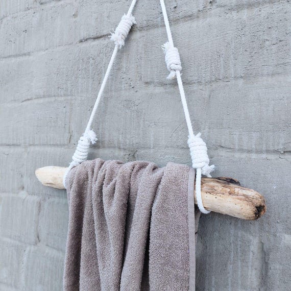 Handmade Driftwood Towel Holder: Rustic Coastal Home Decor