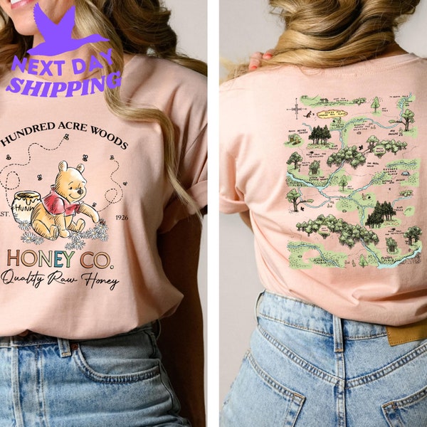 Vintage Disney Honey Co Shirt, Hundred Acre Wood Map T Shirt, Disney Bear Shirt, Disneyland Trip Tee, Family Matching Shirt
