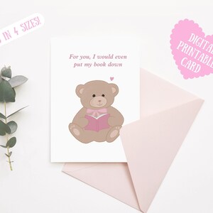 Cartão fofo de dia dos namorados do urso literário Coquette para namorado, namorada, parceiro, marido, esposa, melhor amigo