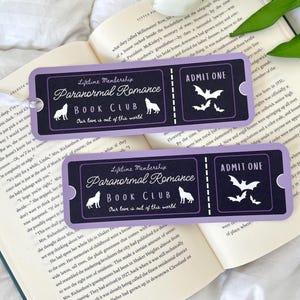Paranormal Romance Book Club Ticket Bookmark | Vampire Werewolf Romance Books