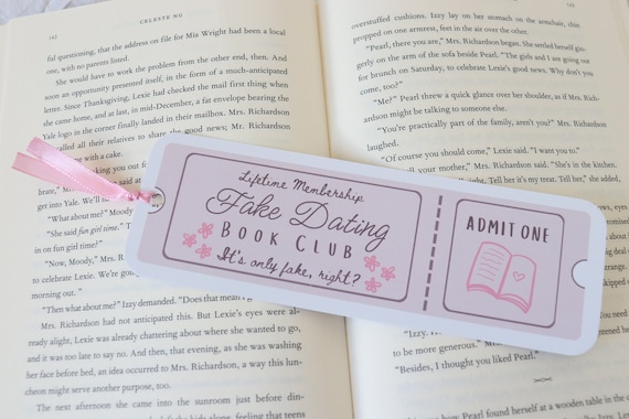 Fake Dating Romance Trope Ticket Bookmark