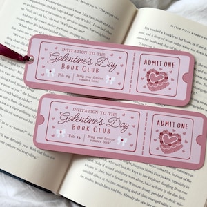 Galentine's Day Book Club Ticket Lesezeichen | Kokette Romantik Leser Geschenk zum Valentinstag
