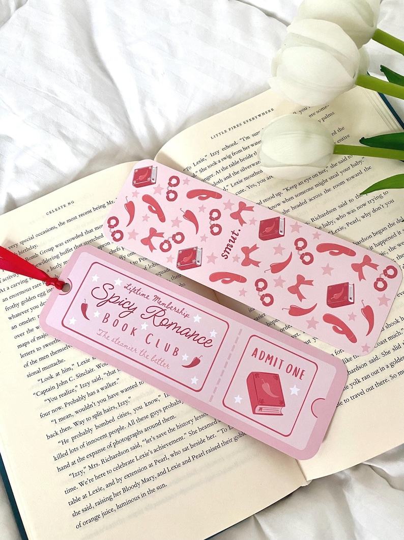 Spicy Romance Book Club Smut Bookmarks | Coquette Ticket Bookmark Set (ribbon)