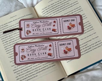 Marque-page de billet pour le club de lecture d'automne confortable