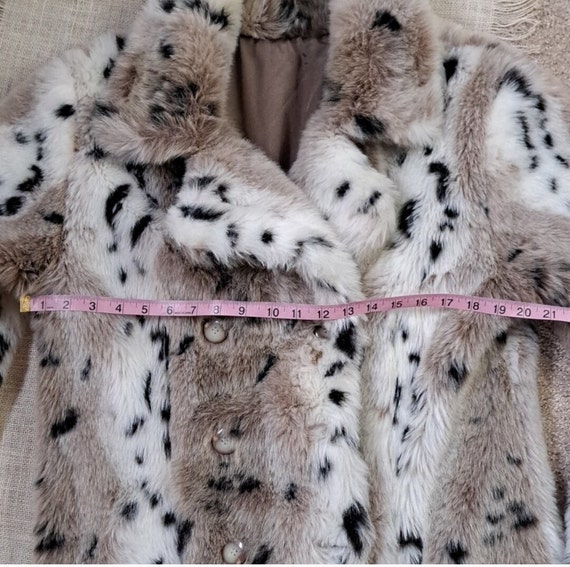 Vntg Charles Klein faux fur snow leopard pea coat… - image 9