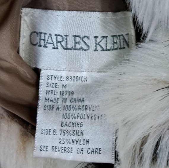 Vntg Charles Klein faux fur snow leopard pea coat… - image 4