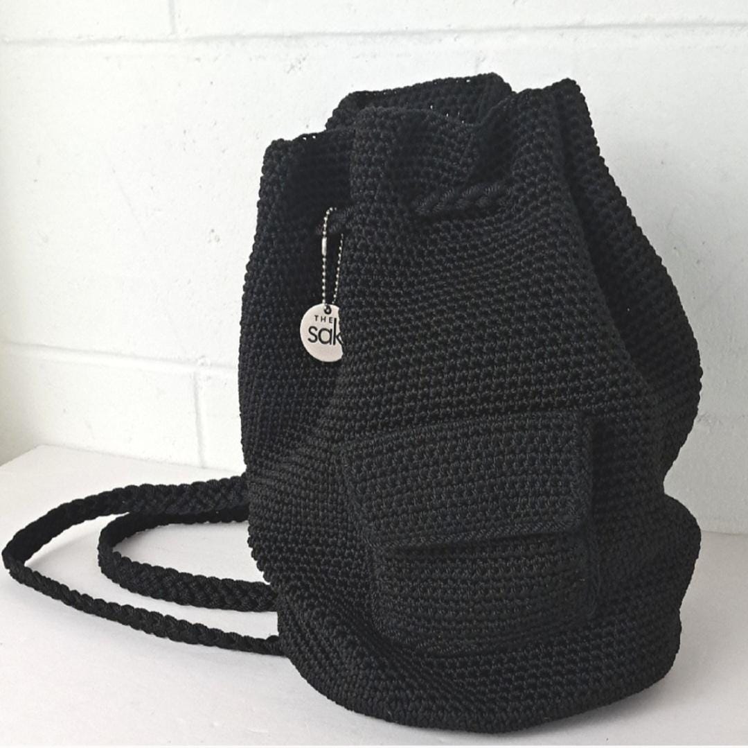 The Sak Y2K Black Crochet Knit Small Backpack - Etsy