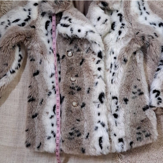 Vntg Charles Klein faux fur snow leopard pea coat… - image 8
