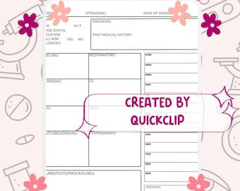 Minimal nurse report sheet patient list for work easy handoff printable template day night shift editable digital file med surg tele hourly