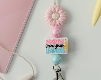 Mistakes show you’re learning breakway silicone beaded lanyard for teacher gift appreciation badge holder badge buddy