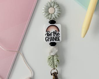 Be the change breakway silicone beaded lanyard for teacher gift appreciation badge holder badge buddy