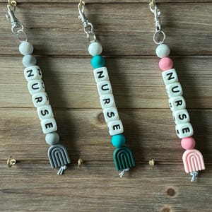 Personalized Beaded Keychain Nurse Beaded Badge Reel Silicone Bead ...