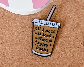Coffee spicy books cute enamel pin snarky badge reel accessory funny medical pins lanyard gift backpack collector pins quirky bookish gifts