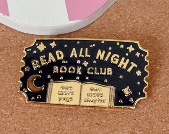 Read all night cute enamel pin snarky badge reel accessory funny medical pins lanyard gift backpack collector pins quirky bookish gifts
