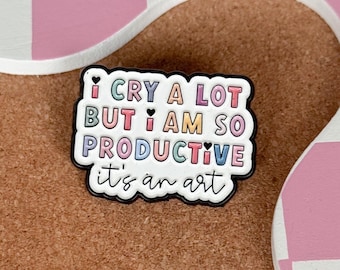 I cry alot cute enamel pin snarky badge reel accessory funny medical pins lanyard gift backpack collector pins quirky bookish gifts