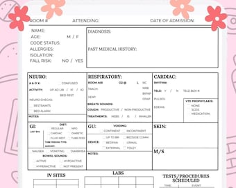 Nurse report sheet med surg patient list for work easy handoff printable paper rn easy print brain for giving report tele icu imcu template