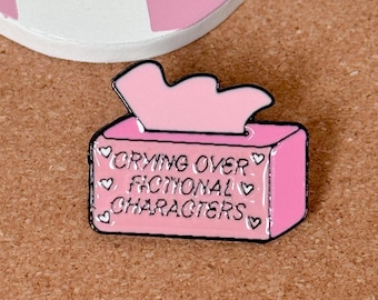Crying over fiction cute enamel pin snarky badge reel accessory funny medical pins lanyard gift backpack collector pins quirky bookish gifts