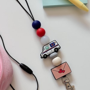 Breakway silicone beaded lanyard for postal service gift appreciation badge holder usps worker post office mail truck