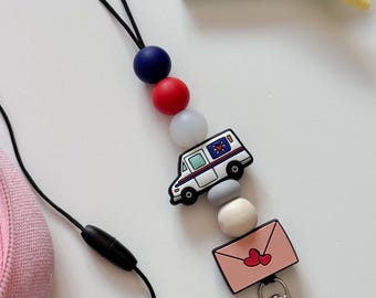 Breakway silicone beaded lanyard for postal service gift appreciation badge holder usps worker post office mail truck