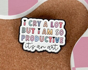 I cry alot cute enamel pin snarky badge reel accessory funny medical pins lanyard gift backpack collector pins quirky bookish gifts