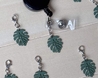 Monstera charm badge reel accessory charm for badge buddy nurse gift for nursing student cna medical assistant picu icu plant lover