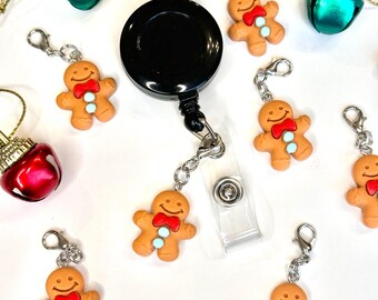 Gingerbread charm badge reel accessory charm for badge buddy picu pediatric nurse gift for nursing student cna medical assistant rn nurse