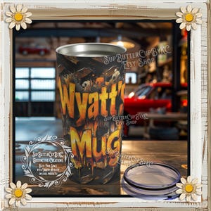 Cup for Wyatt, Men&#39;s Rugged custom name mug, Mens personalized masculine coffee cup, unique guys gift, dynamic amazing design Tumbler 20oz