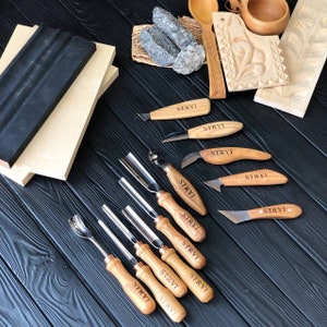Gouges set, Wood carving kit, Chisels set, Gift for woodworker, Carving toolset, Spoon carving tools, Whittling kit, Basic carving set, Gift