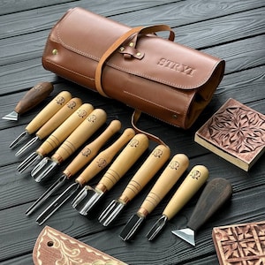 Chip carving set for schools, Carving tools, Gift for graduation, Chisels set, Wood carving kit for teenager, Gift for teenager, DIY kit