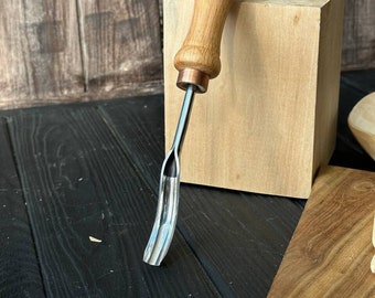 Short bent gouge, Spoon gouge, Chisel for woodworking, Spoon carving tool, Relief carving gouge, Gift for woodworker, Forged tools, Gift