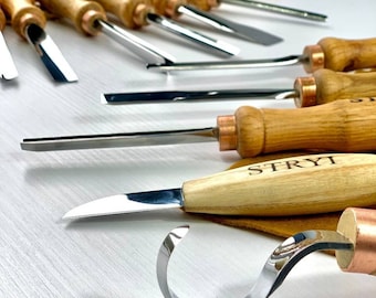 Full Wood carving toolset 14 pcs, Gouges set, Chisels set, Forged tools, Wood carving gouge, Spoon carving, Gift for husband, Carving Knives