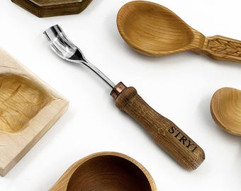 Sgorbia corta curva, Strumento per intaglio del legno, Sgorbia a cucchiaio, Regalo per lui, Strumento per intaglio Kuksa, Scalpello arrotondato, Utensili manuali in acciaio forgiato, Sgorbia curva