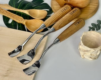 STRYI Large Bent Gouge Set: Swan Neck Wood Carving Tools, Gift for woodworker