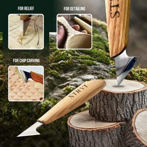 木彫りセット、ノミ、ガウジ、多目的彫刻セット、彫刻セット、鍛造ツール、ガウジセット、木彫りツール、お父さんへの贈り物 画像 12
