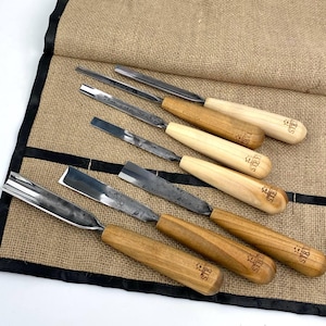 Wood carving set,  Gouge set, Chisels, Carving tools, Relief carving tools, Carving patterns, V-chisels, Gift for teenager, Forged tools
