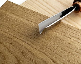 STRYI V-Parting Chisel 45 – Precision Wood Carving Tool | Carbon Steel W1-7, Oak Handle, Fine Detail Chisel, Relief carving tool, V tools