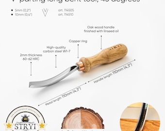 Bent V-parting Chisel, Curved Chisel, V-gouges, Wood Carving Tools