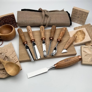 Holzschnitzbeitel Set, Relief- und Löffelschnitzerei, Anfänger-Werkzeugset, Vielseitiges Geschenk