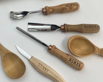 STRYI Spoon Carving Tools Set, Wood Bowl Chisels, Gift for crafter, DIY Spoon