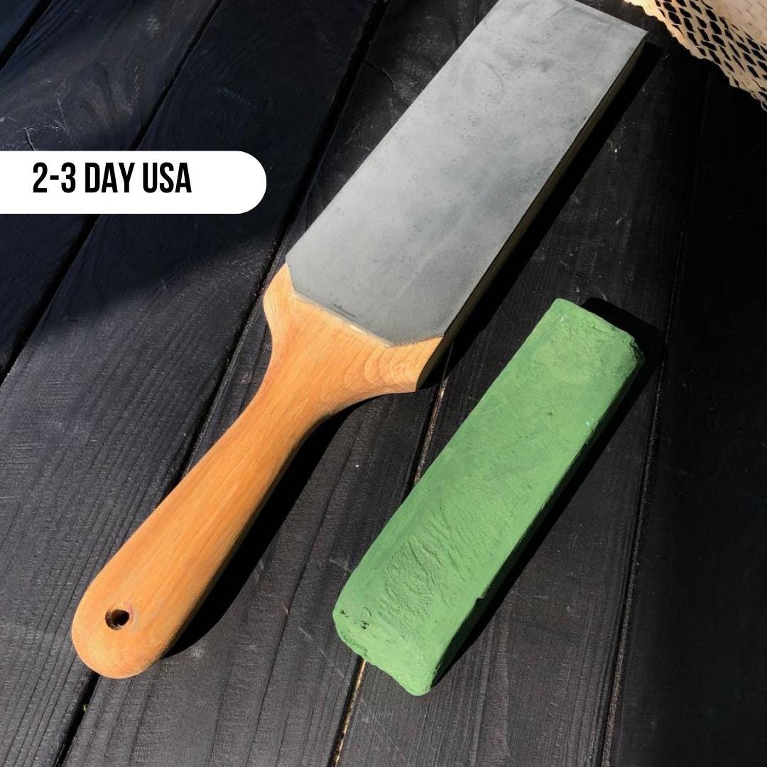 Sharpening kit, Leather strop with paste, Sharpening mean for knives, flat chisels, Sharpening carving tools, Gift for husband, Gift for Dad