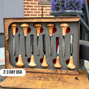 Palmgereedschap set van 10 beitels voor microcarving, houtsnijgereedschap, cadeauset voor tiener, snijgereedschap, linosnede, cadeau voor verjaardag