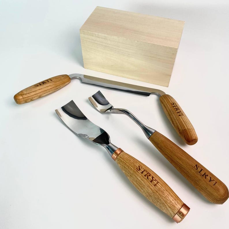 Skålskärningssats: Dragkniv, Böjda Skölpar, DIY Kuksa-set, Träbearbetningsverktyg, Present till mästare bild 10