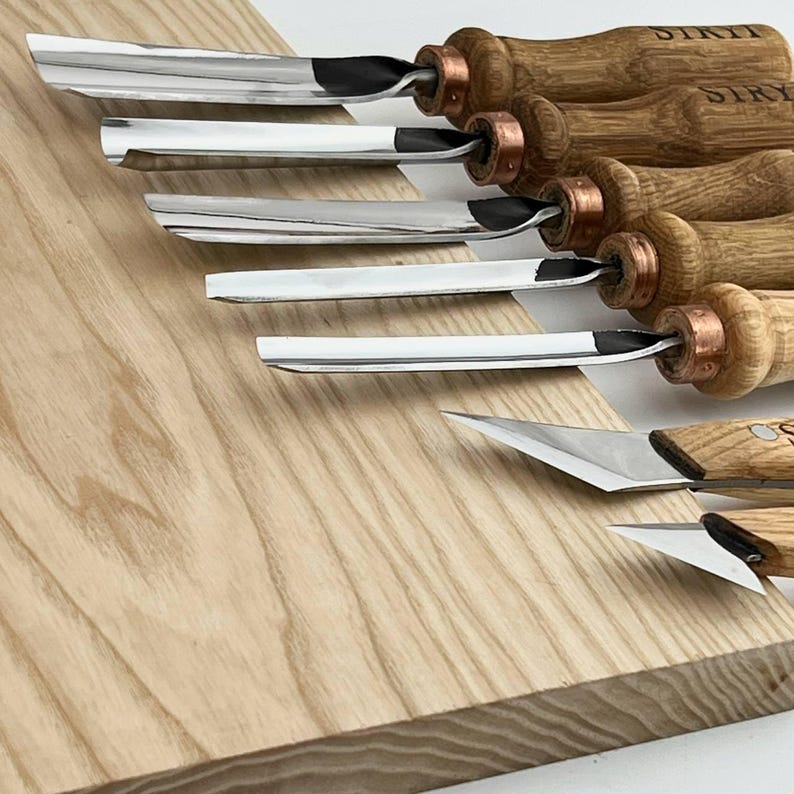 木彫りセット、ノミ、ガウジ、多目的彫刻セット、彫刻セット、鍛造ツール、ガウジセット、木彫りツール、お父さんへの贈り物 画像 5