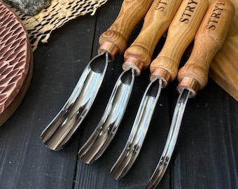 Bowl Gouge, Gouge chisel, Bent gouge, Spoon carving tools, Kuksa carving tools, Chisels, Wood carving tools, Gift for husband, Bowl tools