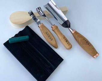 Bowl carving kit, Gouges set, Wood carving set, Chisel set, Carving tools, Gift for woodworker, Hand tools, Spoon carving tools, Gift him